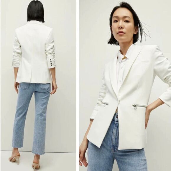 Veronica Beard Scuba Iconic‎ Blazer Schoolboy Dickey Blazer Jacket White Size 8 - Picture 8 of 13